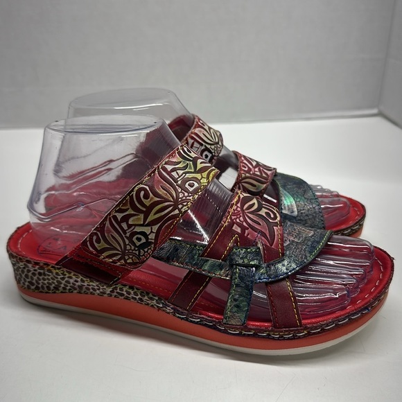 L'Aritste by Spring Step Caiman Sandals Shoes Open Toe Leather Floral Size 37 7 - Picture 4 of 9